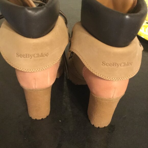 Chloe  See By Chloe ankle boots size 7 excellent condition tan worn very little - Picture 7 of 10